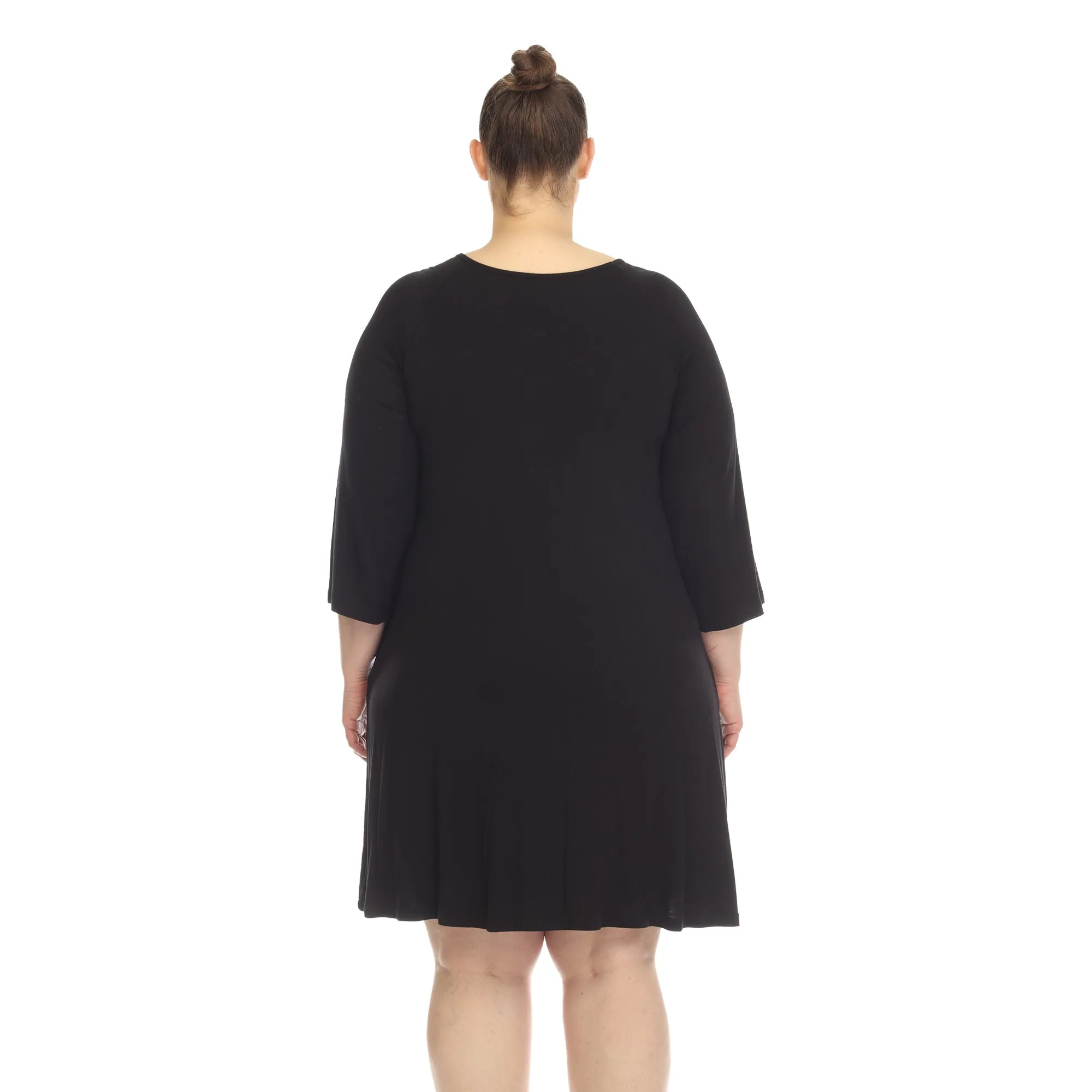 Criss Cross Neckline Swing Midi Dress - Plus