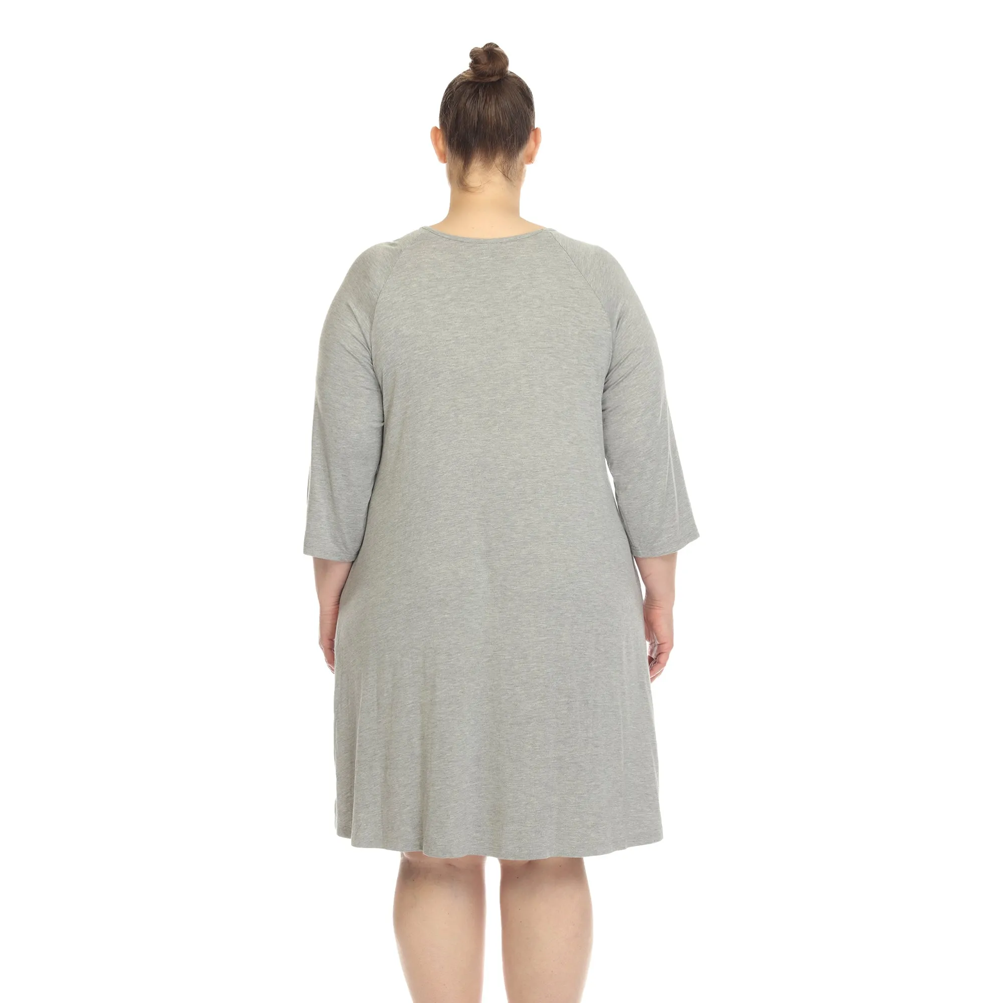 Criss Cross Neckline Swing Midi Dress - Plus