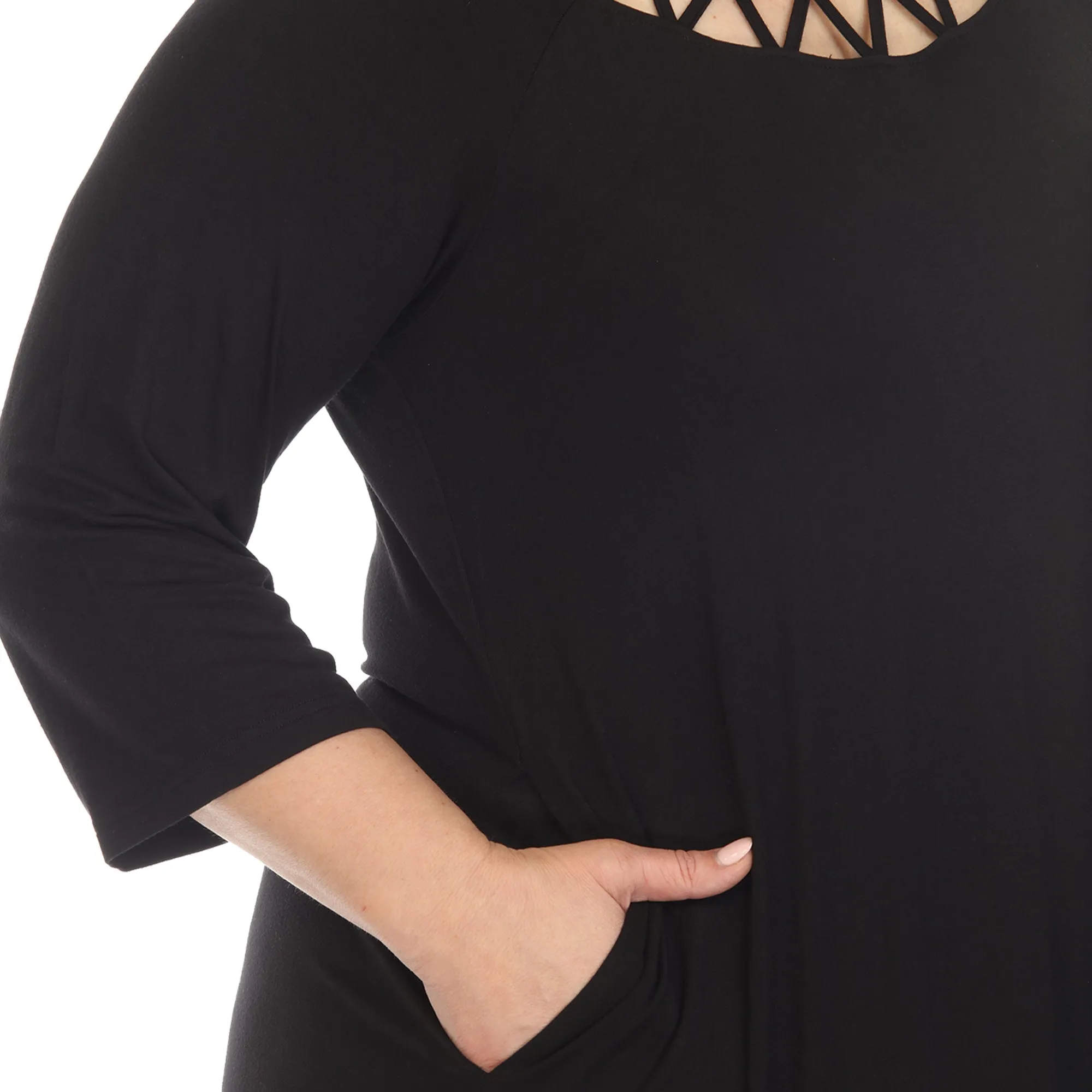 Criss Cross Neckline Swing Midi Dress - Plus