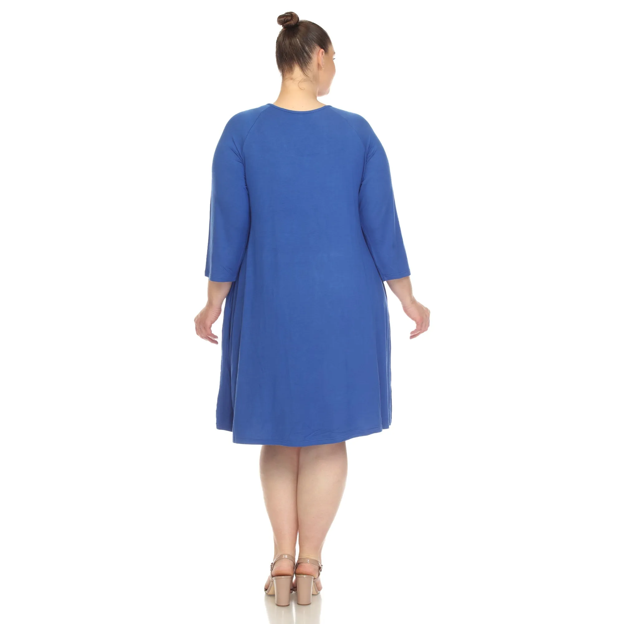 Criss Cross Neckline Swing Midi Dress - Plus