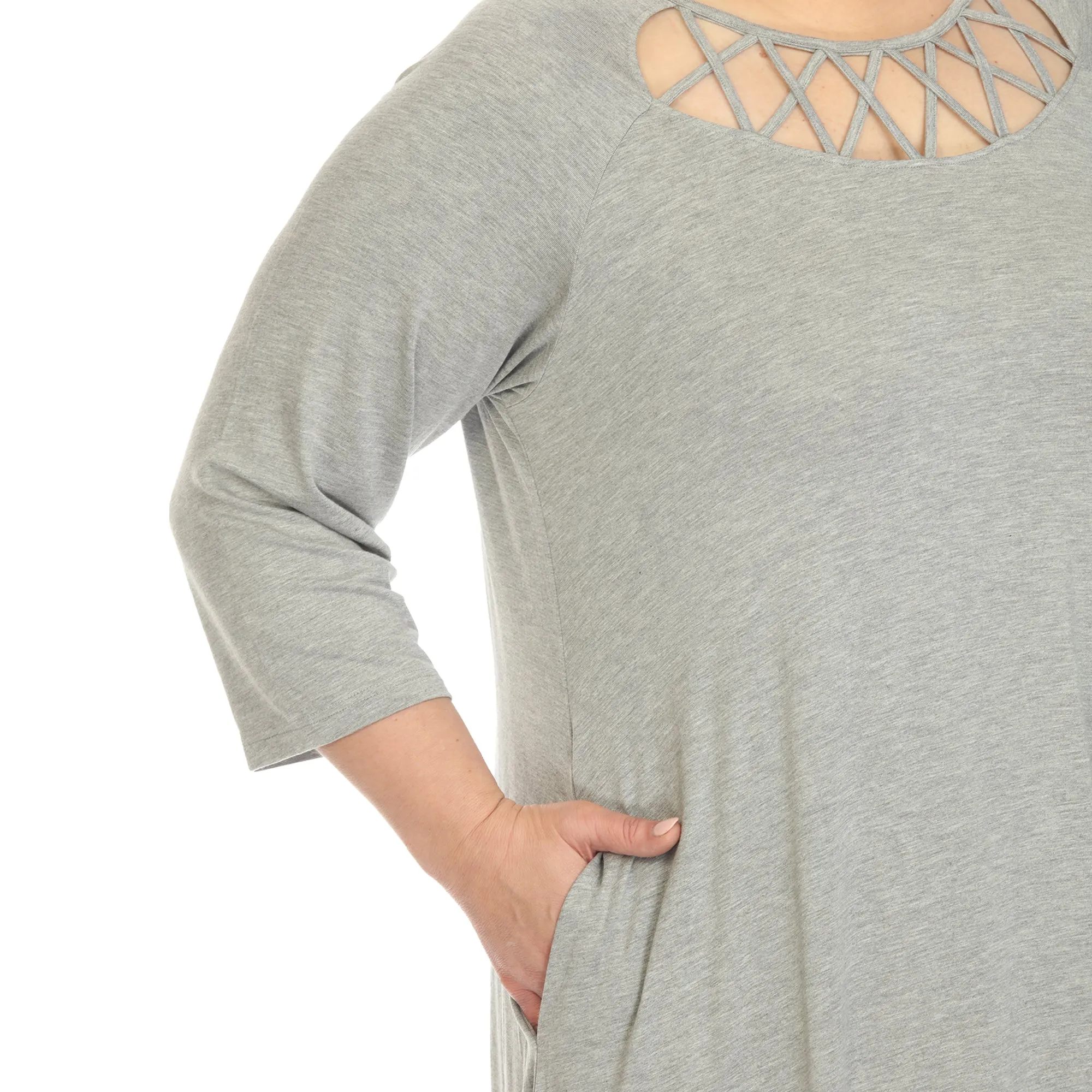 Criss Cross Neckline Swing Midi Dress - Plus