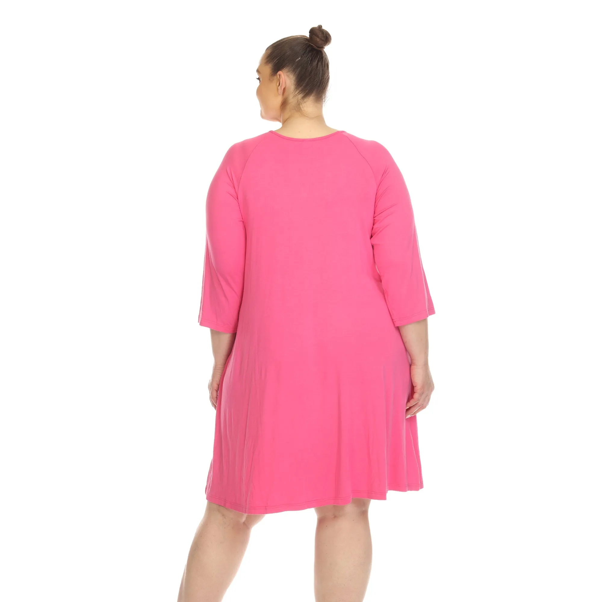 Criss Cross Neckline Swing Midi Dress - Plus