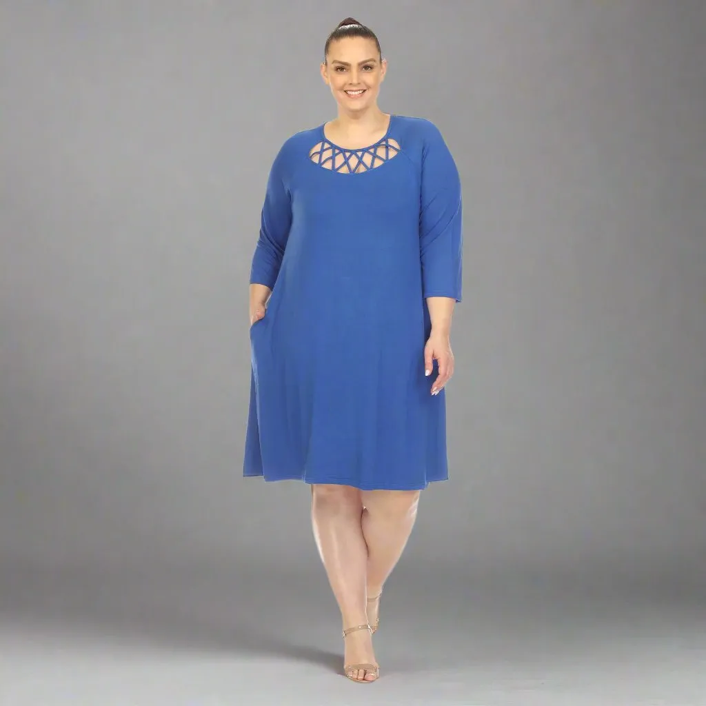 Criss Cross Neckline Swing Midi Dress - Plus