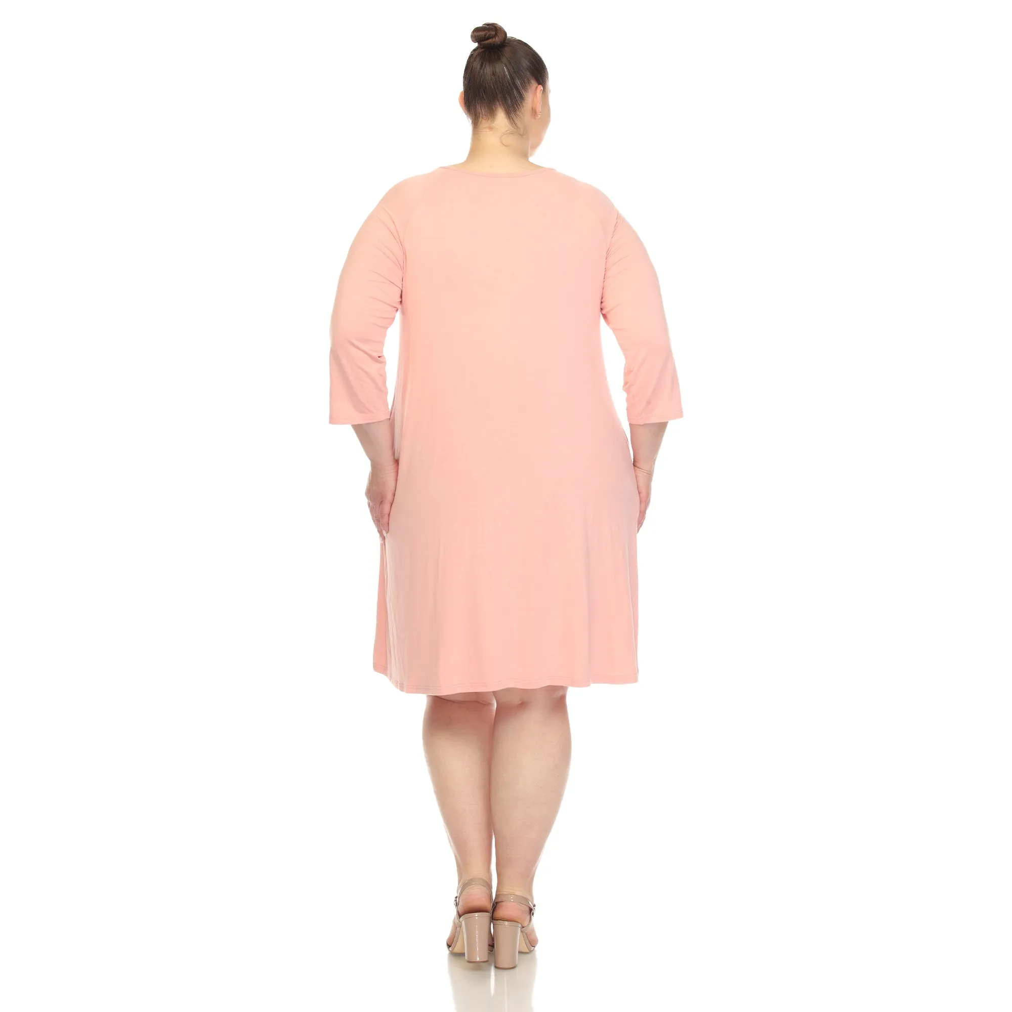 Criss Cross Neckline Swing Midi Dress - Plus