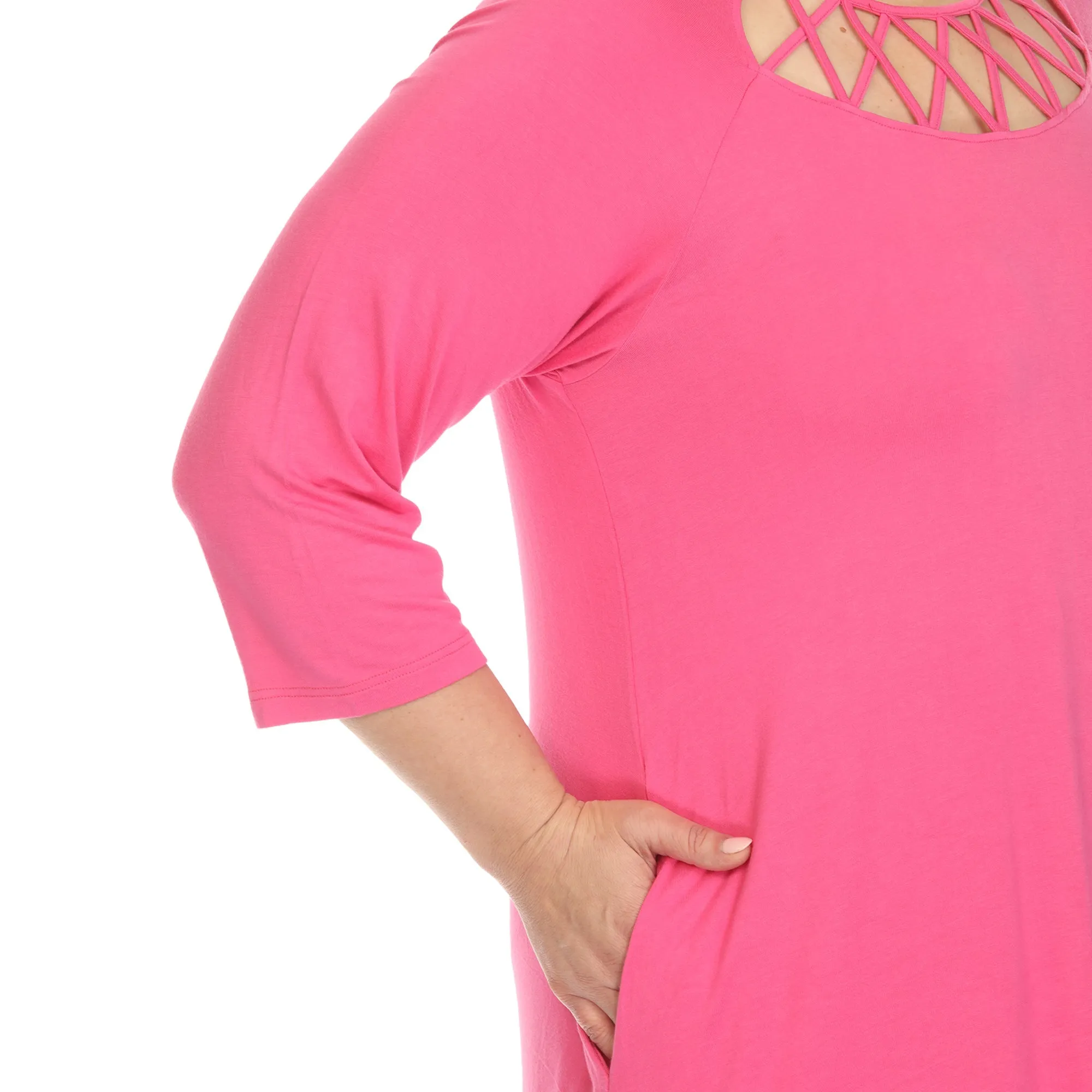Criss Cross Neckline Swing Midi Dress - Plus