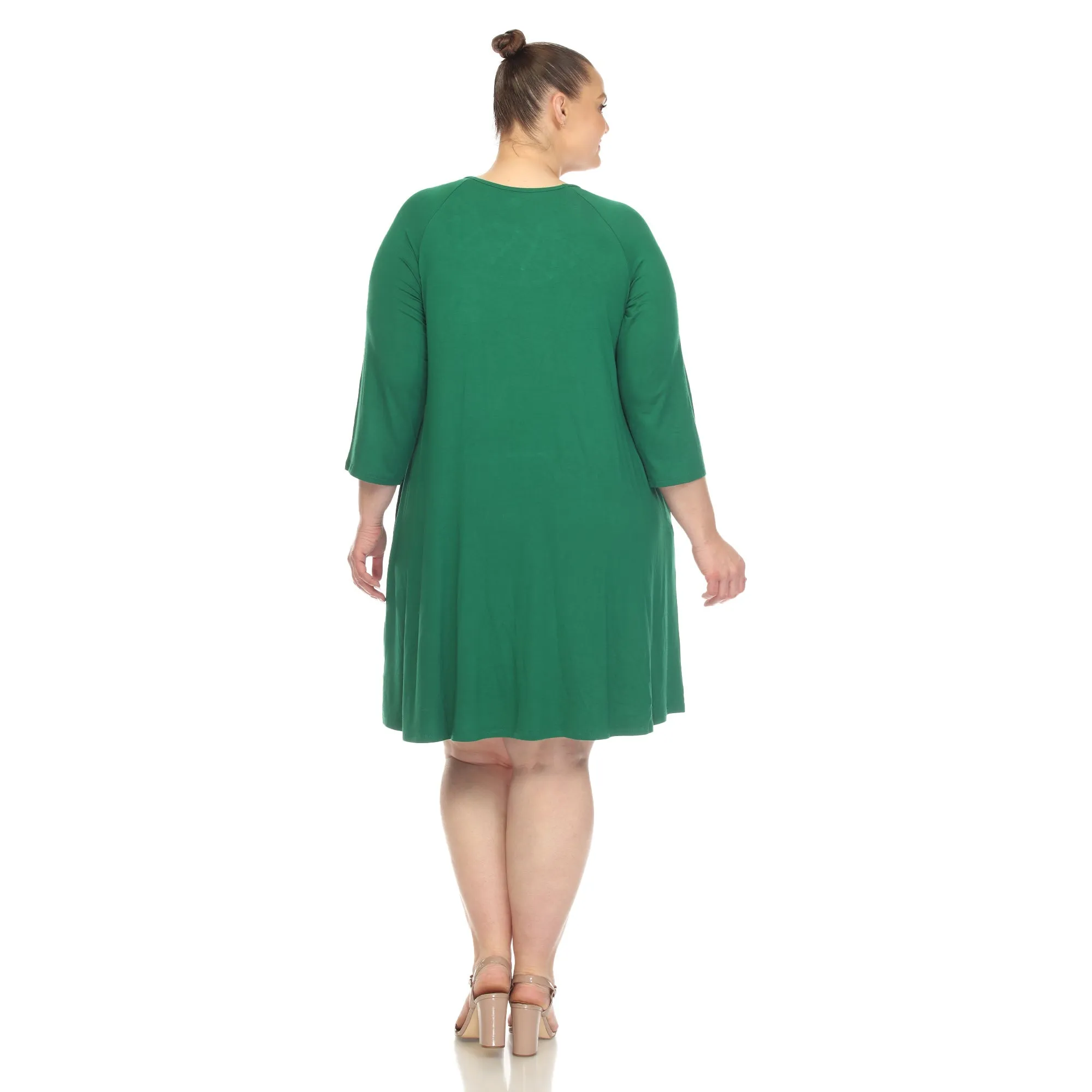Criss Cross Neckline Swing Midi Dress - Plus