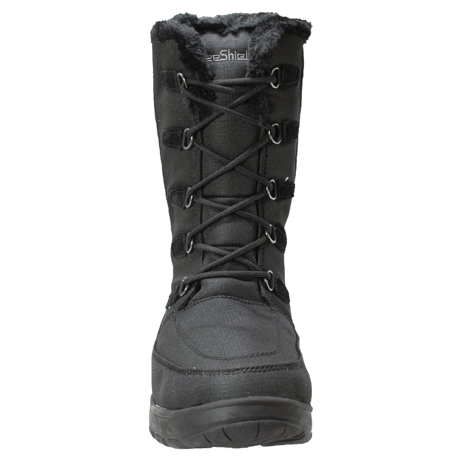 FreeShield Women's Waterproof Nylon Upper Winter Boot with Suede Trim Black