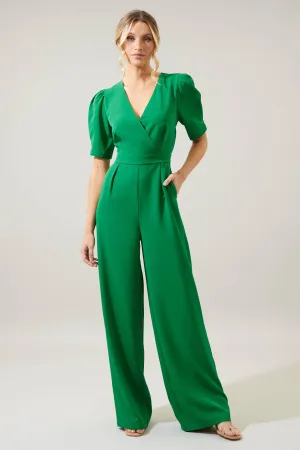 Go Getter Wide Leg Surplice Jumpsuit