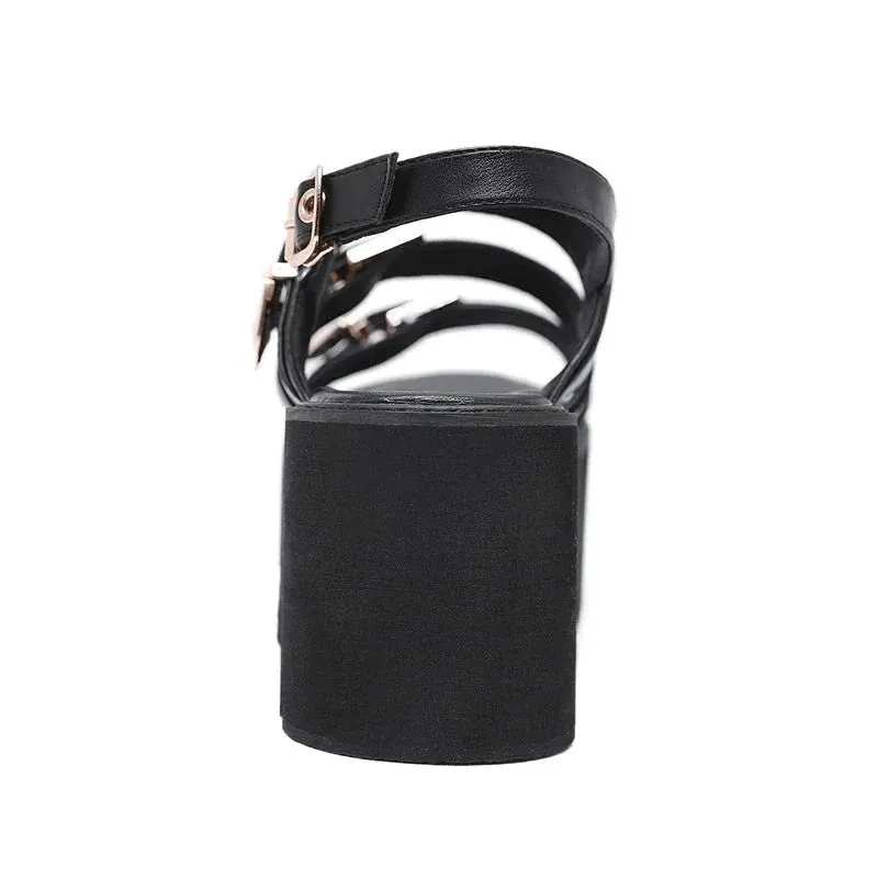 Joskaa 2024 New Chunky Platform Buckle Sandals