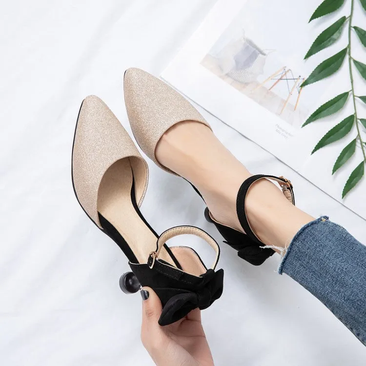 Women's's High Heels Bling Bling Color Block Pointed Toe Ankle Strap Spool Heel Stiletto Sandals