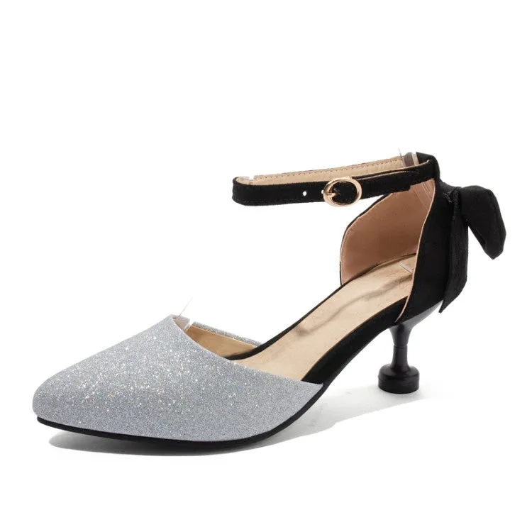 Women's's High Heels Bling Bling Color Block Pointed Toe Ankle Strap Spool Heel Stiletto Sandals