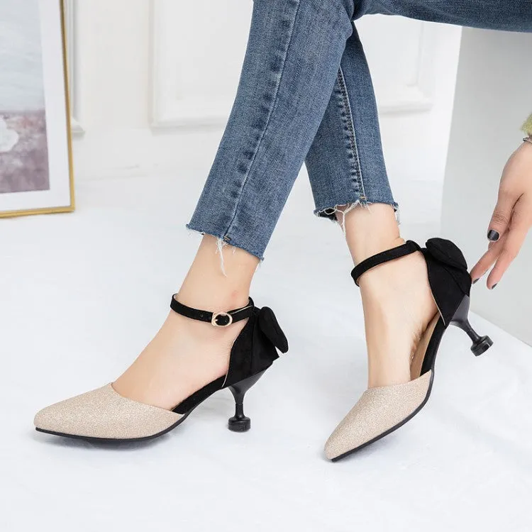 Women's's High Heels Bling Bling Color Block Pointed Toe Ankle Strap Spool Heel Stiletto Sandals