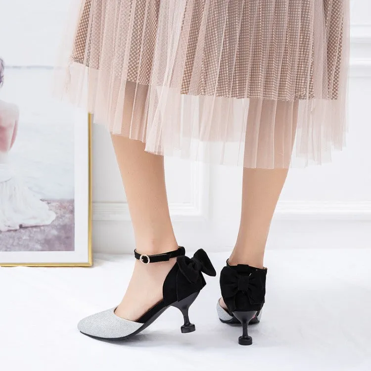 Women's's High Heels Bling Bling Color Block Pointed Toe Ankle Strap Spool Heel Stiletto Sandals