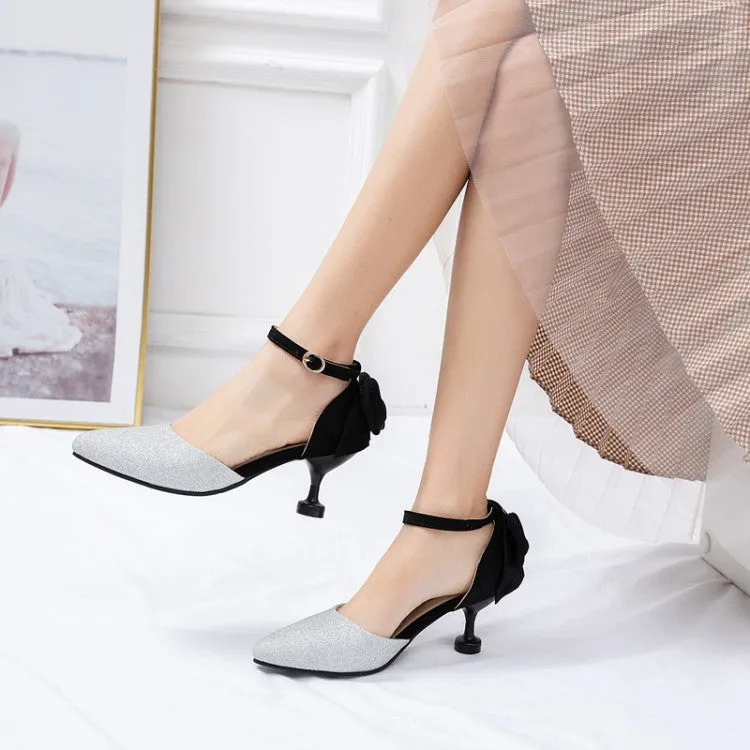 Women's's High Heels Bling Bling Color Block Pointed Toe Ankle Strap Spool Heel Stiletto Sandals